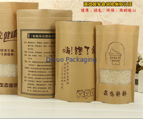 Kraft Custom Printed Stand Up Pouches With Window For Instant Food Packaging