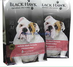 Pet Food Packaging Flat Bottom Pouch Bag , Custom Printed Resealable Food Bags