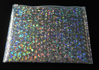 Reclosable 250x180mm Shiny Holographic Slider Zipper bubble bag , Bubble for packing