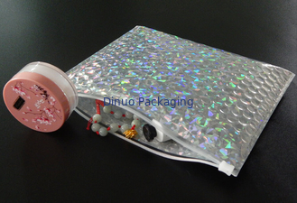 Shockproof Laser Film Zipper Bubble Bags For Jewelry / Cosmetic SGS