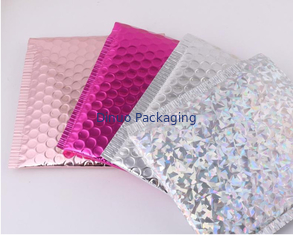 Silver Decorative Holographic Bubble Mailers Custom Printing Color Design