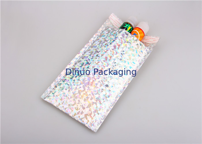 Silver Glamour Holographic Bubble Mailers Padded Envelopes Shock Resistance