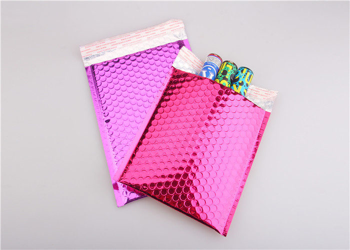 Pink Metallic Bubble Mailers / Bubble Wrap Envelopes For Electronic