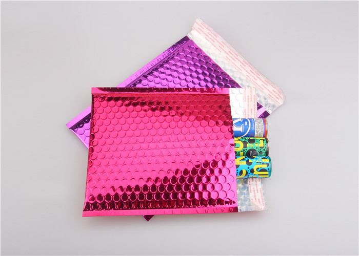 Pink Metallic Bubble Mailers / Bubble Wrap Envelopes For Electronic