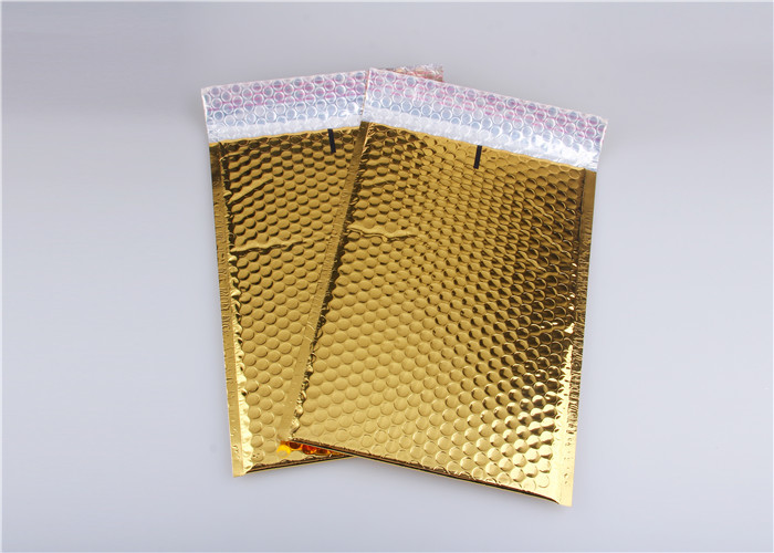 Gold Metallic Bubble Mailers / Decorative Padded Envelopes Customized