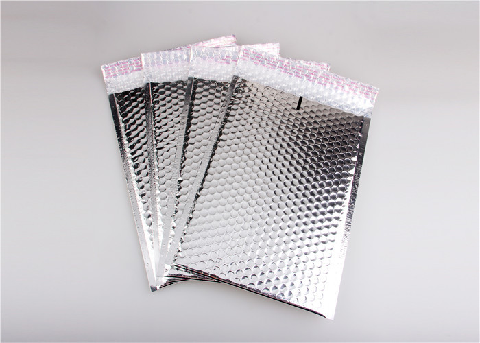 Self Seal Silver Metallic Bubble Mailers , Bubble Wrap Envelopes Recyclable