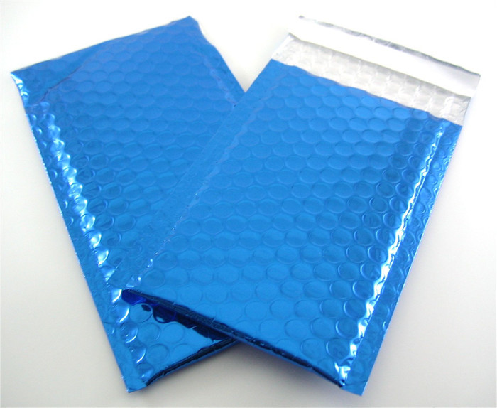 Customized Printing Metallic Bubble Mailing Envelopes Blue Color For