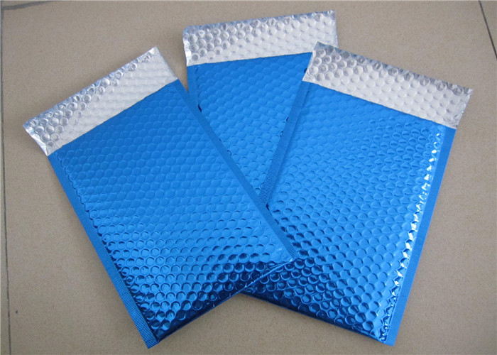 Customized Printing Metallic Bubble Mailing Envelopes Blue Color For