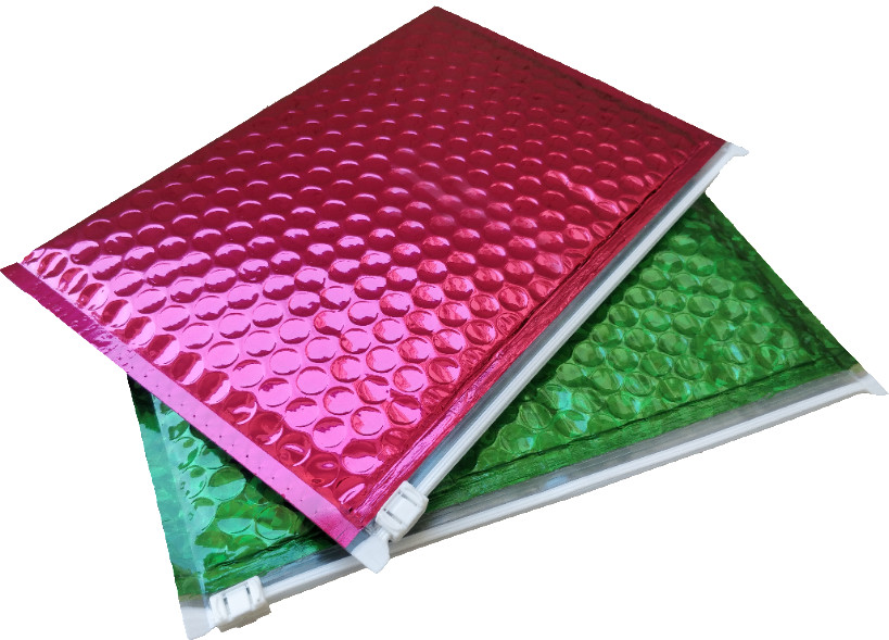 Full color metallic foil padded bubble zipper lock bag cosmetics