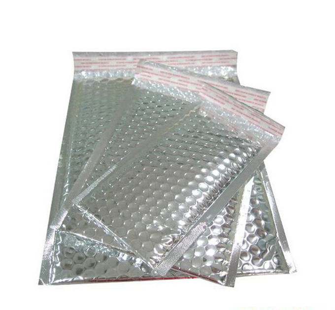 Self Seal Silver Metallic Bubble Mailers , Bubble Wrap Envelopes Recyclable
