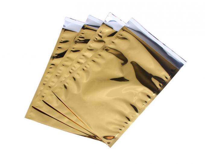 Gold Color Resealable Aluminum Foil Bags , Food Packaging Aluminum Foil