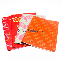 Christmas Gift Wrapping Packaging Red Tissue Paper Wrap With Gold Foil Printing Floral