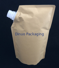 Biodegradable Foil Custom Printed Stand Up Pouches Waterproof Liquid Kraft Paper Spout Pouch