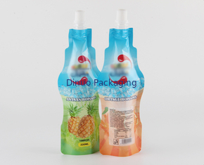 Custom Printed Doypack Bag Beverage Bottle Shaped Nozzle Aluminum Foil Stand Up Spout Pouch