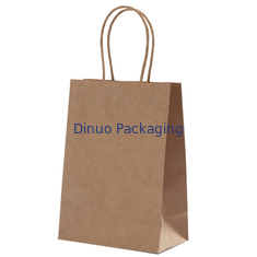 Brown Custom Logo Gift Shopping Kraft Paper Bag With Handle Coffee Delivery Bag