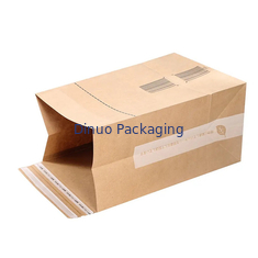 Custom Logo Printing Biodegradable Kraft Paper Flat Bottom Bag For Package Shipping