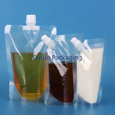 Custom Gravure Printing Stand Up Liquid Pouches Transparent Drink Juice Spout Pouch