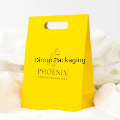 Clothing Packaging Die Cut Handle Shopping Kraft Paper Bag Customized Yellow Gift Bags