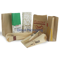Custom Size Food Flat Bottom Thin Kraft Bread Paper Bag No Handle With Logo