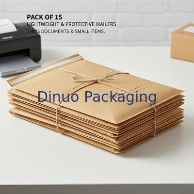 Pack Of 15 Kraft Bubble Mailers Lightweight Durable Protective Envelopes Suitable For Shipping Documents And Small Items