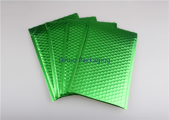 Quad Seal Light Green Metallic Bubble Mailers 265x360mm #I Plastic Shock Resistance for Promotion