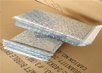 Silver Glamour Holographic Bubble Mailers Padded Envelopes Shock Resistance