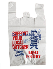 Printed Plastic  Shopping Bags With Handles , Recycled Biodegradable Shopping Bags