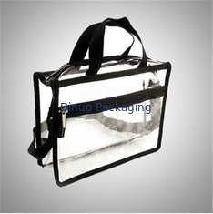 Recyclable Transparent Pvc Zipper Bag / Travel Storage Bags With Handle