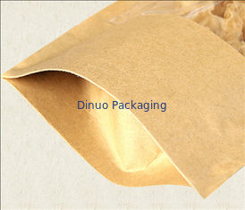 Customized Zipper Kraft Paper Stand Up Pouch With Tear Notch Food Packaging