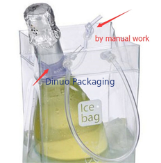 Non Toxic Clear PVC Packaging Bags , Wine Packaging Ice Cube Pouch With Handle