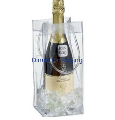 Custom PVC Packaging Bags , Clear Plastic Cooler Ice Bag For Wine Packing