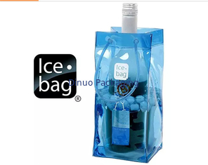 Security String Handle PVC Packaging Bags , Reusable Plastic Wine Cooler Bags