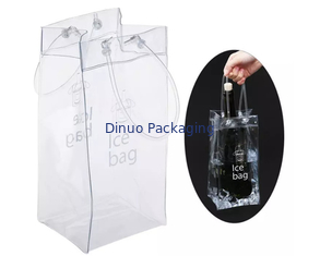 Security String Handle PVC Packaging Bags , Reusable Plastic Wine Cooler Bags