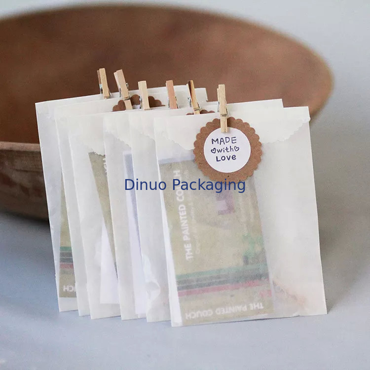 Biodegradable Flat Glassine Envelopes Lined V Shape Sharp Bottom Kraft Paper Sandwich Cookies Bags