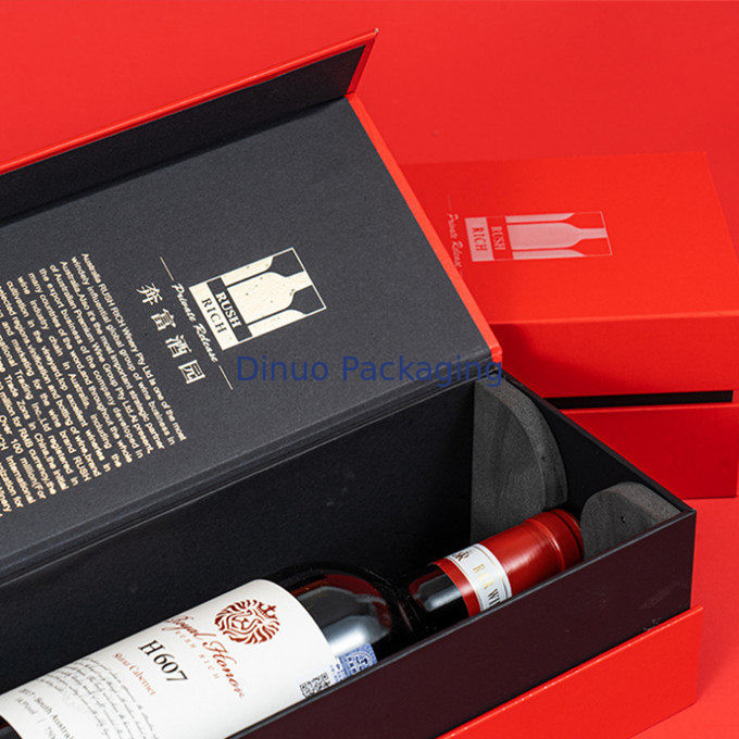 Custom Hot Gold Printed Paper Box Custom Red White Wine Package Gift Box For Delivery