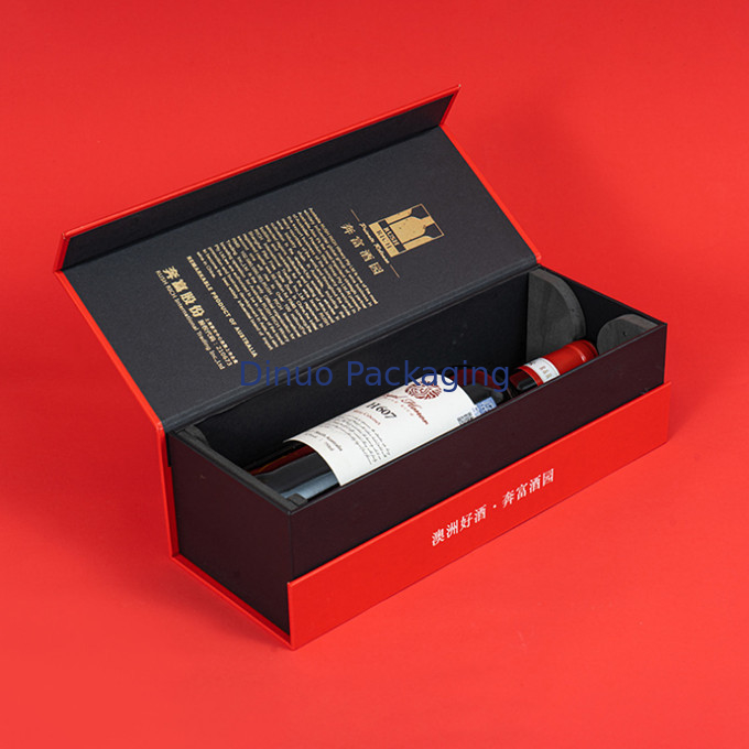 Custom Hot Gold Printed Paper Box Custom Red White Wine Package Gift Box For Delivery
