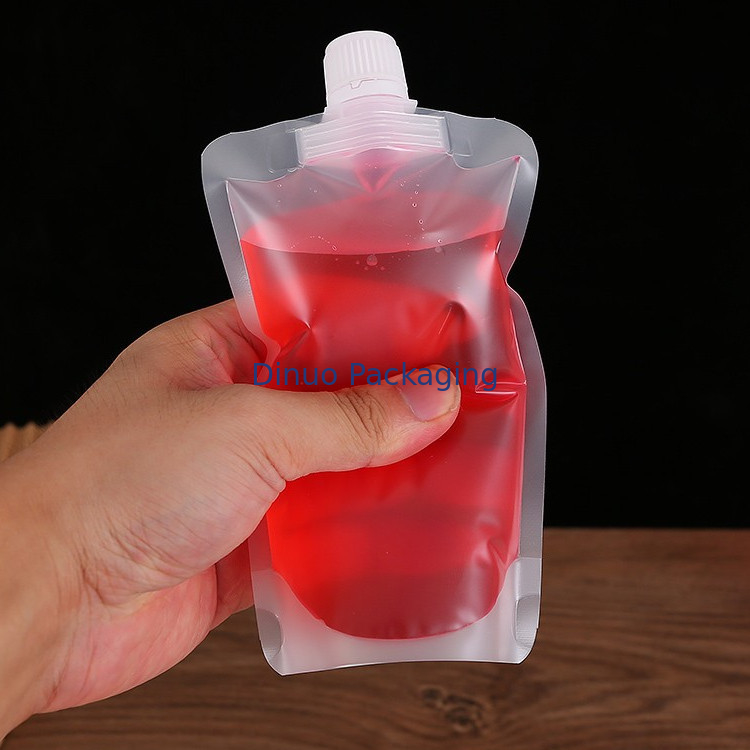 Custom Gravure Printing Stand Up Liquid Pouches Transparent Drink Juice Spout Pouch