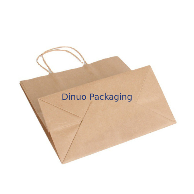 Brown Custom Logo Gift Shopping Kraft Paper Bag With Handle Coffee Delivery Bag