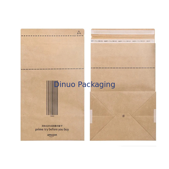 Custom Logo Printing Biodegradable Kraft Paper Flat Bottom Bag For Package Shipping