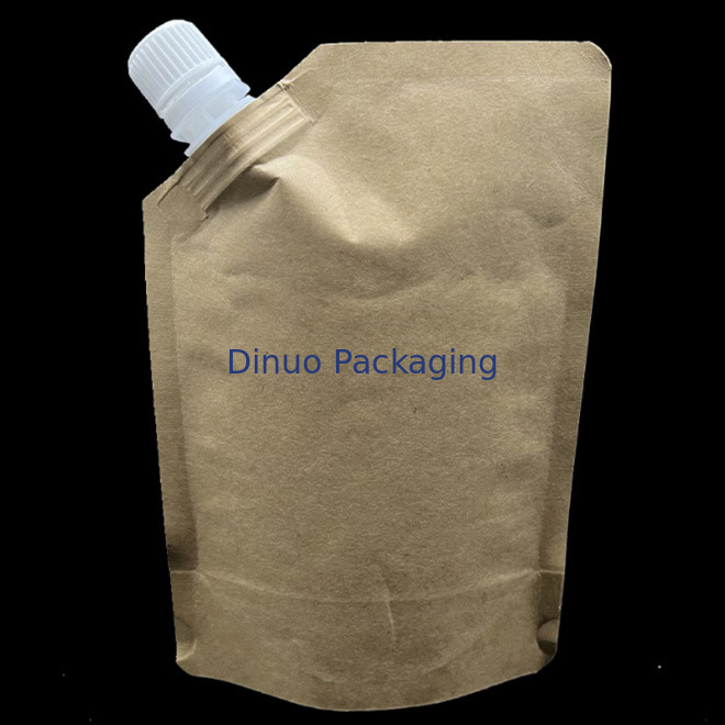 Biodegradable Foil Custom Printed Stand Up Pouches Waterproof Liquid Kraft Paper Spout Pouch