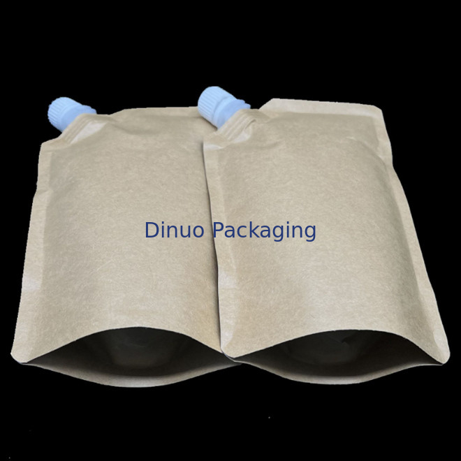 Biodegradable Foil Custom Printed Stand Up Pouches Waterproof Liquid Kraft Paper Spout Pouch