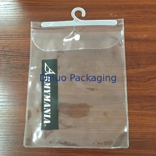 Customized Size PVC Clear Packaging Bags With Adhesive Tape OEM / ODM With Hook