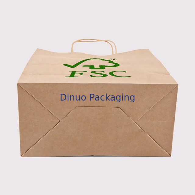 Custom Printed Logo White Brown Gift Shopping Kraft Paper Bag With Twisted Handle