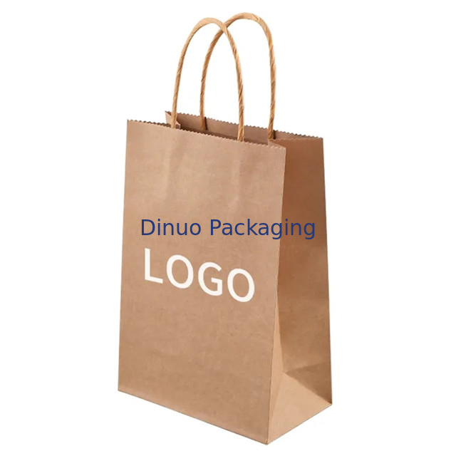 Custom Printed Logo White Brown Gift Shopping Kraft Paper Bag With Twisted Handle