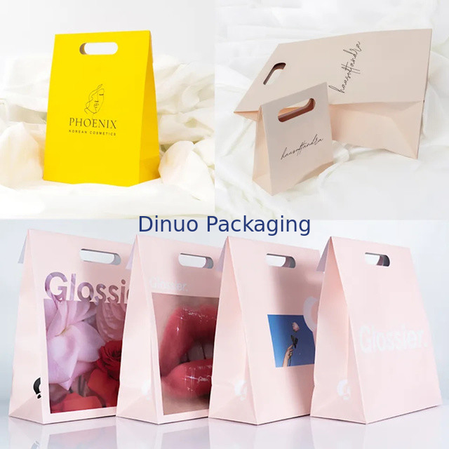 Clothing Packaging Die Cut Handle Shopping Kraft Paper Bag Customized Yellow Gift Bags