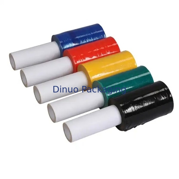 LLDPE Red Stretch And Shrink Film 0.012mm Designed With Plastic Handle