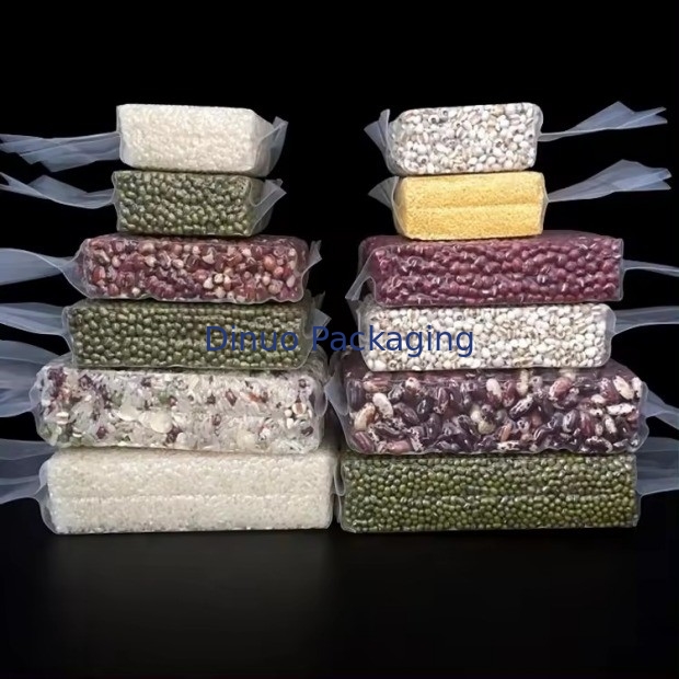 Customized Transparent Vacuum Bag With Miscellany Grain Print Recyclable Offset Surface For Food Industrial Use