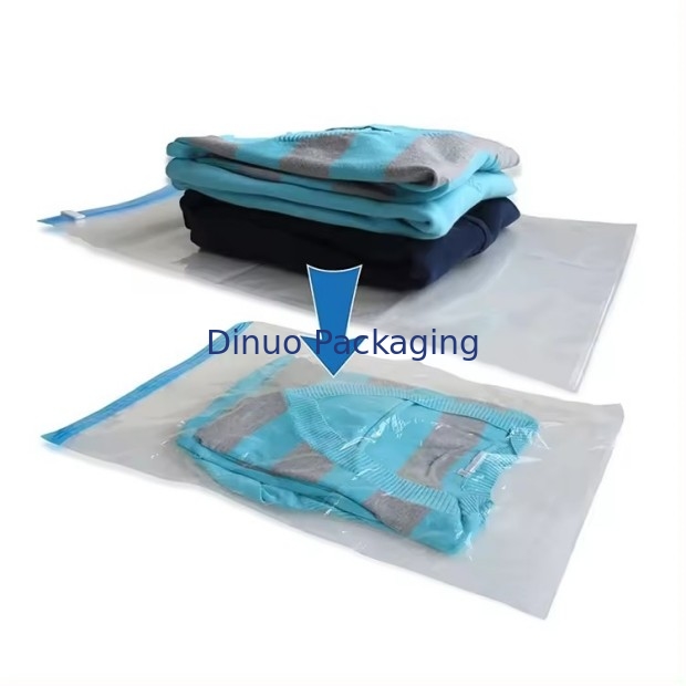 Customized Travel Vacuum Storage Bag Plastic Packing Hand Roll Vacuum Bag With Zipper For Luggage