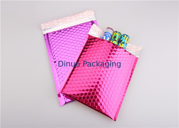 Pink Metallic Bubble Mailers / Bubble Wrap Envelopes For Electronic Products
