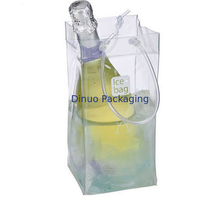 Custom PVC Packaging Bags , Clear Plastic Cooler Ice Bag For Wine Packing